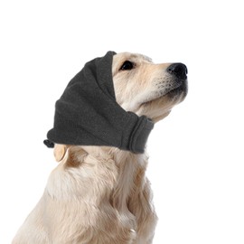 Dog Calming Hoodie, Dog Ear Cover Muffs Noise Protection No Flap Ear Wraps for Dogs, Adjustable Dogs Headphones Quiet Head Ears Wrap for Anxiety Relief Grooming Force Drying(Grey, Medium)