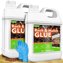 Strong Rock Glue for Landscaping, 1 Gallon Mulch & Stone Glue for Rock, Adhesive Binder Sticky Pea Gravel Resin, Clear Landscape Binder for Outdoor Landscape Walkways, Gardens, Yards(200 Sq Ft)