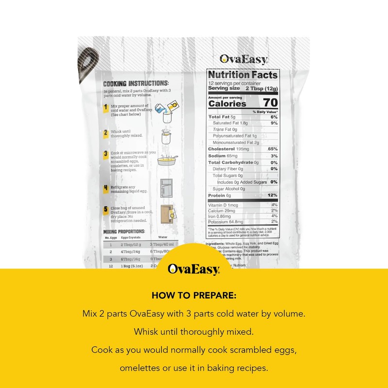 Ova Easy Dehydrated Egg Crystals, 5.1oz Bag, 12 packs