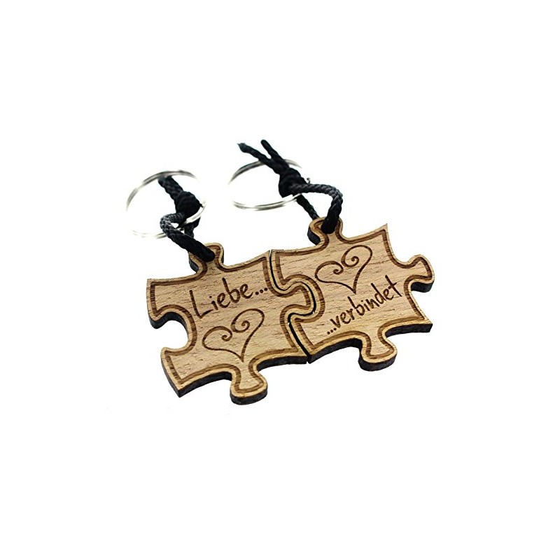 Lieblingsmensch 2er Set Gravur Partner Schlüsselanhänger aus Holz - Modell: