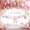 Sensfun Cute Clothes Baby Shower Backdrop Oh Baby Girl Pink