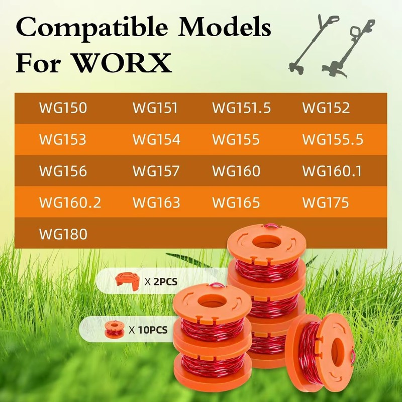 YMHB Trimmer Spool Line for Worx,12 Pack WA0010 Edger Spools