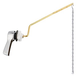 Hibbent Universal Metal Side Mount Toilet Handle Replacement Kit, Brass Toilet Flush Tank Lever with Stainless Steel Flapper Chains for Most Toilets, Chrome Finish