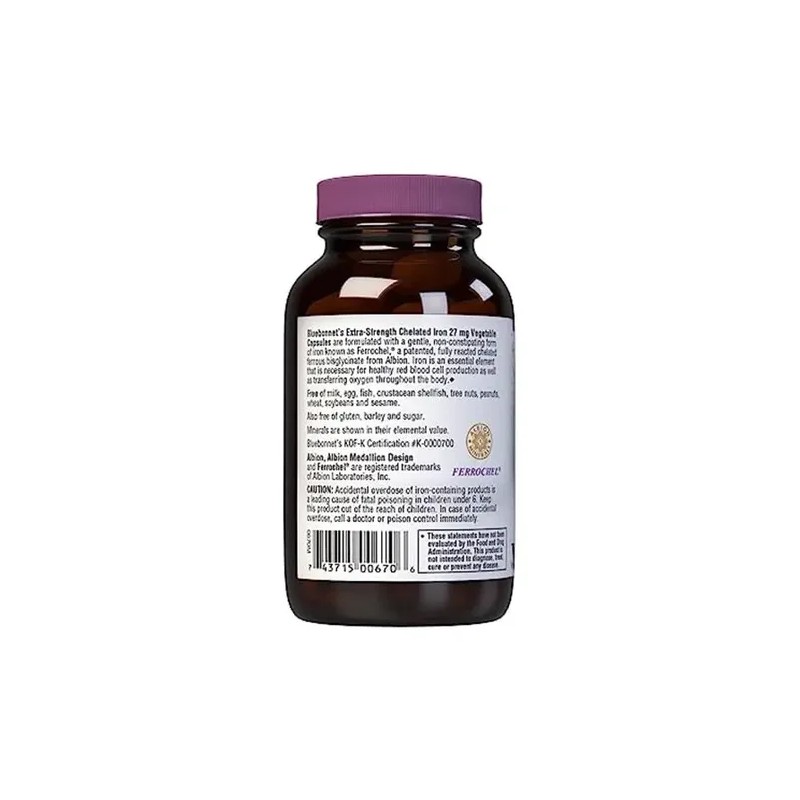Bluebonnet Albion Hierro Quelado 27 Mg 90 Cápsulas Vegetales