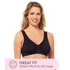 Carole Martin Full-Freedom Front Closure Wireless Cotton Bra-38 Black
