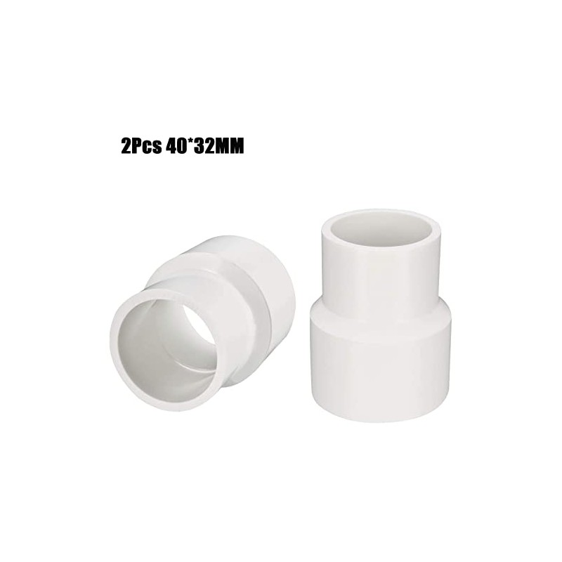 TOP-VIGOR 2Pcs PVC Reducing Coupling Hub by Hub 40mm X