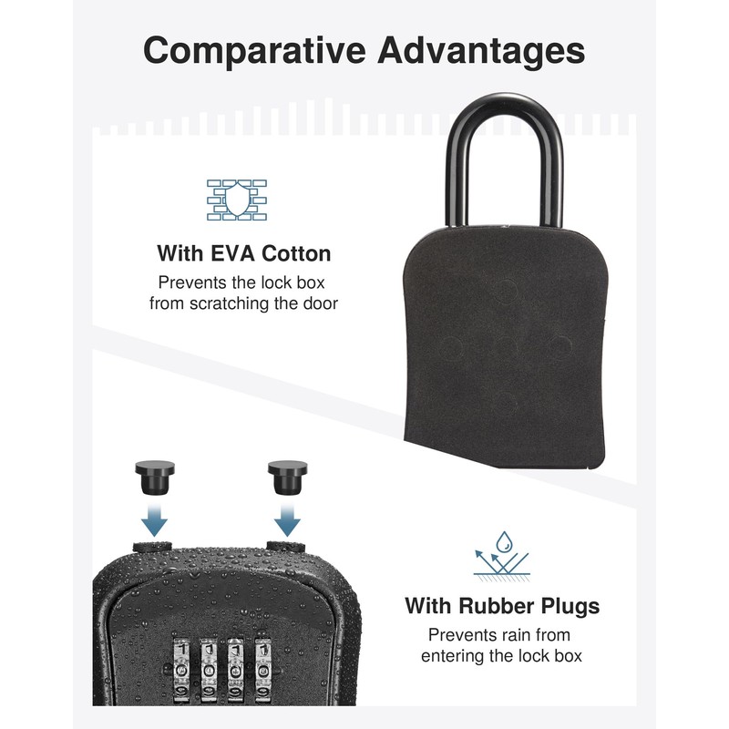 Puroma Lock Box Combination Key Lock Box, Wall-Mounted Portable Storage