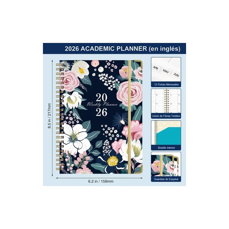 Agenda Diaria 2026 A5 con Espiral y Tapa Impermeable