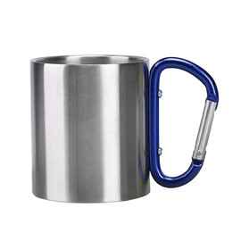 MiOYOOW Stainless Steel Carabiner Mug, 10Oz Double Walled Camping Mug Metal Cup with Carabiner Handle for Outdoor Camping Travel Mountaineering(300ML)