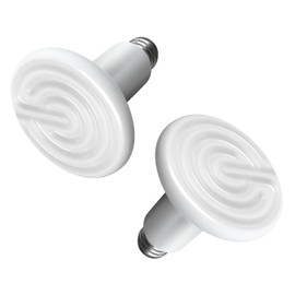 Simple Deluxe 100W Reptile Heat Lamp Bulb No Light Ceramic Heat Emitter Brooder Coop Heater for Amphibian Pet & Incubating Chicken, Snake, Lizard, Spider, 2-Pack,White