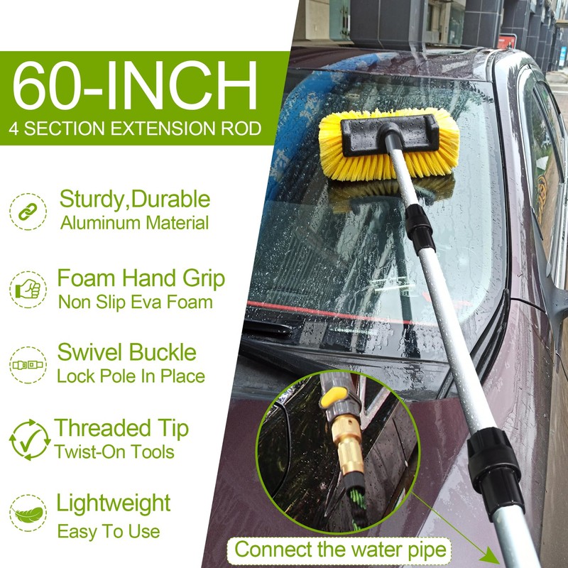 Car/Truck/RV Wash Brush w. Foldable Bucket & 25ft Water Hose