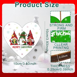 Merry Christmas Wooden Heart Sign Christmas Gonk Wooden Hanging Love Heart Plaque Wooden Christmas Tree Decorations Christmas Party Supplies