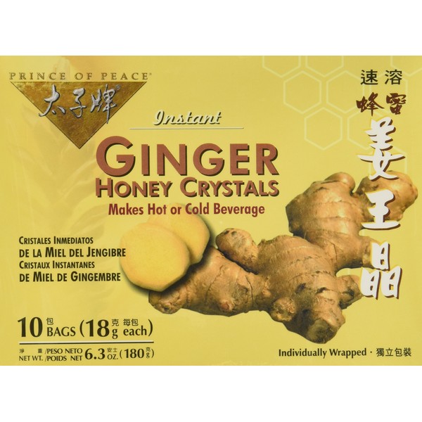 Prince of Peace Instant Tea, Ginger Honey Crystals, 10-Count (Pack of 4)