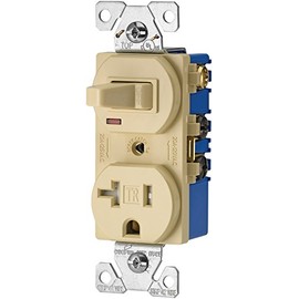 Eaton TR291V 15 Amp 120V 5-15 3-Wire Combination Receptacle & Toggle Switch, Ivory