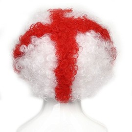 Toyland® St George's Cross Curly England Wig - Fancy Dress Accessories - Qatar World Cup 2022