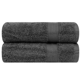 Ample Decor Hand Towel Set of 2, 46 CM X 72 CM 600 GSM 100% Cotton – Quick Drying Super Absorbent – For Hotel, Spa, Bathroom, Gym – Grey