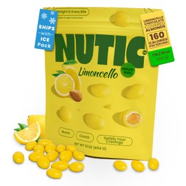 Nutic Lemoncello Chocolate Covered Almonds - 1 Lb. Roasted Almond in White Chocolate & Lemon Creme Candy. Citrus Bliss Flavors for Perfect Snacks & Gifts, Made in USA - (Pack of 1)