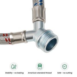 Watflow 3/4"Fittings,1Ft Washing Machine Y Mixer Hose with Octagonal Wrench, Y Connector for Washing Machine, 304 Stainless Steel Washing Machine Hot and Cold Water