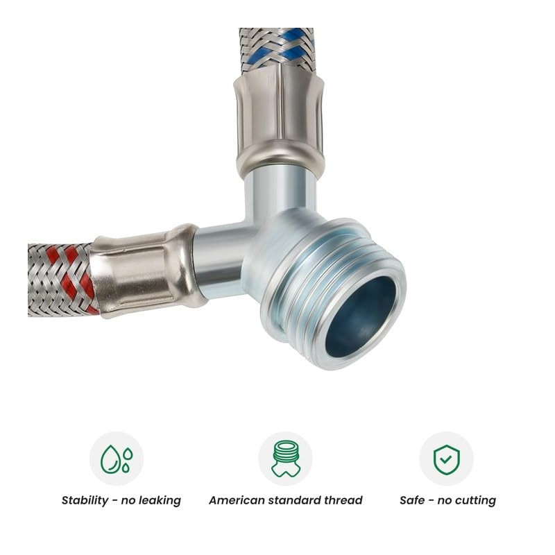 Watflow 3/4"Fittings,1Ft Washing Machine Y Mixer Hose with Octagonal Wrench,