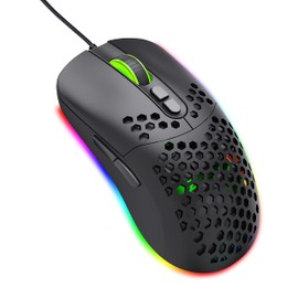 OOFOWS Wired Gaming Mouse with RGB Lights for PC Computer Laptop, Black
