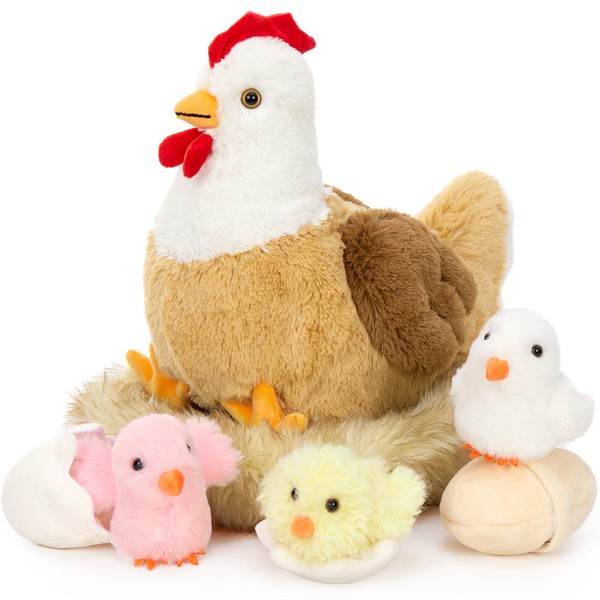 MorisMos Chicken Teddy Soft Toy, 36cm Mom Chicken with Cuddly