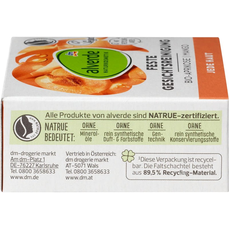 alverde Natural Cosmetics Solid Facial Cleansing Organic Apricot and Mango