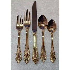 WALLACE Gold Plate ANTIQUE BAROQUE 5 pc premium stainless steel.