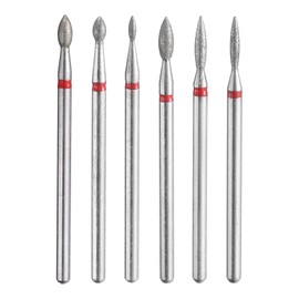 sourcing map 6pcs 200-230 Grits Diamond Grinding Bit 1.3/2/2.3/2.6mm Oval Head 2.35mm Shank Stone Sanding Drill Bits Rotary Tool for Ceramic Glass Nails Grinding Polishing