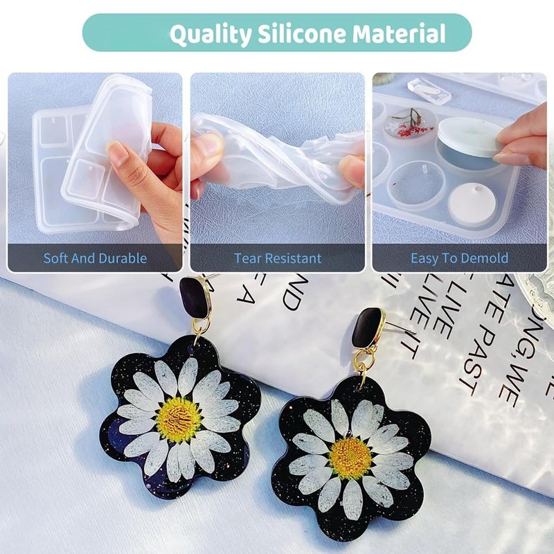 Lyaciomn Resin Jewelry Molds,128 Pcs Multiple UV Resin Earring Mold