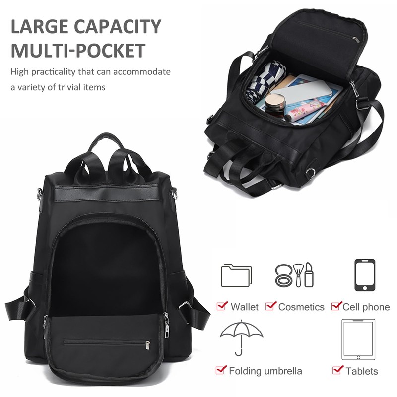 NICOLE & DORIS Women's Fashion Backpack Lightweight Nylon Rucksack Anti-Theft