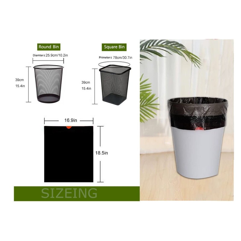 Feisco 3 Gallon Black Trash Bag,Small Drawstring Garbage Bag Trash