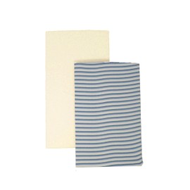DK Glovesheets GOTS Certified 100% Organic Cotton Fitted 1 Blue Stripe & 1 Plain Cream 83 x 50cm Crib Sheets - Specifically Designed To Fit The Next To Me Mattress