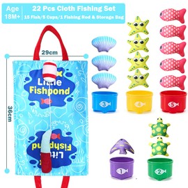 Cokomono Montessori Fishing Game, Motor Skills Learning Toy for Children from 2 Years, Fish Fishing Set with Sea Animals