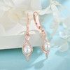 Inpasne 18K Rose Gold Plated Freshwater Pearl Drop Earrings 925