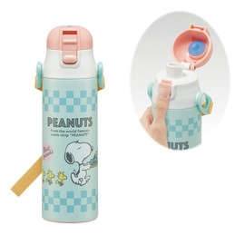 Skater SDC6N-A Children's Stainless Steel Water Bottle, Direct Drinking, 20.9 fl oz (580 ml), Snoopy 80s Cafe, Lightweight Type, For Girls, Cold Insulation, Sports Bottle, Cute, For Kids