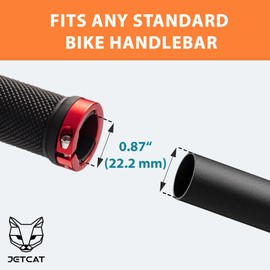 JETCAT Bike Grips, Bike Handlebar Grips, Mountain Bike Grips Handlebar, MTB Grips, Bicycle Grips BMX Grips, Bicycle Handlebar Grips Handles for Adults. Ebike, MTB, Scooter, Lock on, Black/Red