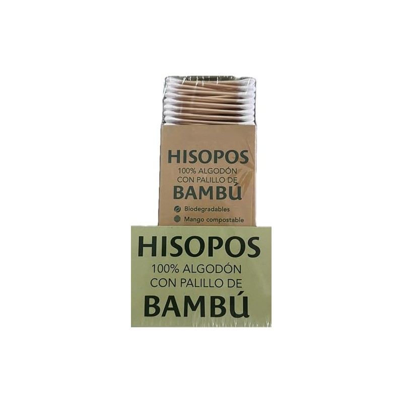 Hisopos Cotonetes de bambu con algodon 500 piezas.