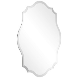 Empire Art Direct Modern Frameless Oblong Scalloped Wall Mirror for Vanity & Bathroom 1"-Beveled Edge, Ready to Hang, 30" x 40", Clear,FLM-10084-3040