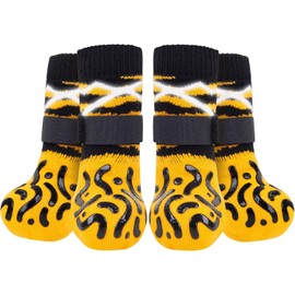 Reflective Dog Socks to Prevent Licking Paws, Dog Paw Protector, Hardwood Floors Anti Slip, Non Slip Dog Socks with Grippers, Dog Booties and Paw Protectors for Indoor Use - Size Large