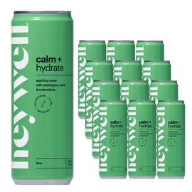 Heywell Sparkling Adaptogenic Water Calm and Restore, Lime Flavor 12 Fluid Ounce (Pack of 12) - Non Caffeinated, Organic, Non GMO, Vegan, Gluten Free, Dairy Free