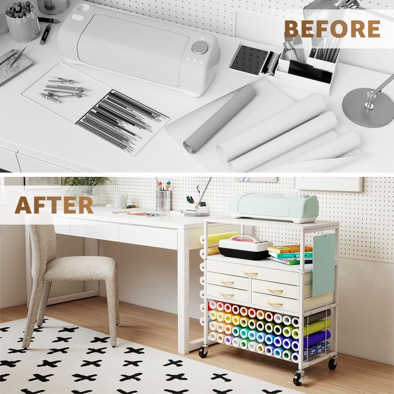 LUCKUP Organization and Storage Craft Table for Cricut Machines, Rolling