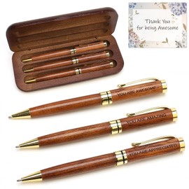 Renawe Luxury Wooden Pen Set Thank You Gifts for Women Men Friends Cool Teacher Boss Appreciation Gift for Female Coworkers Nice Engraved Pens Gifts Office Business Pens Work Employee Gratitude Gift