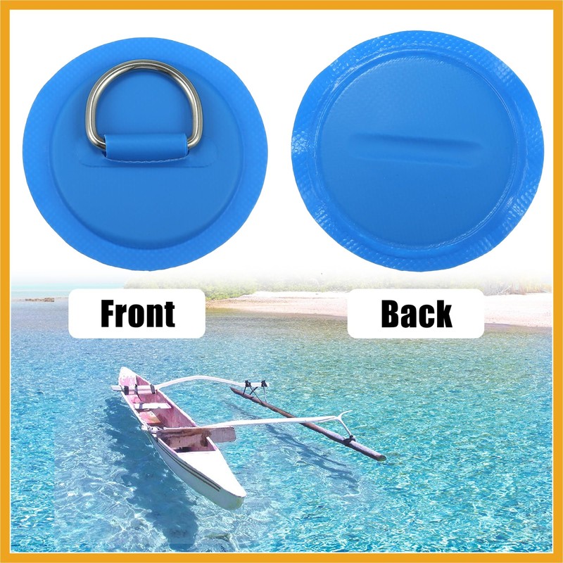 Partuto 8pcs 8cm Blue D Ring Patch Pad PVC Stainless