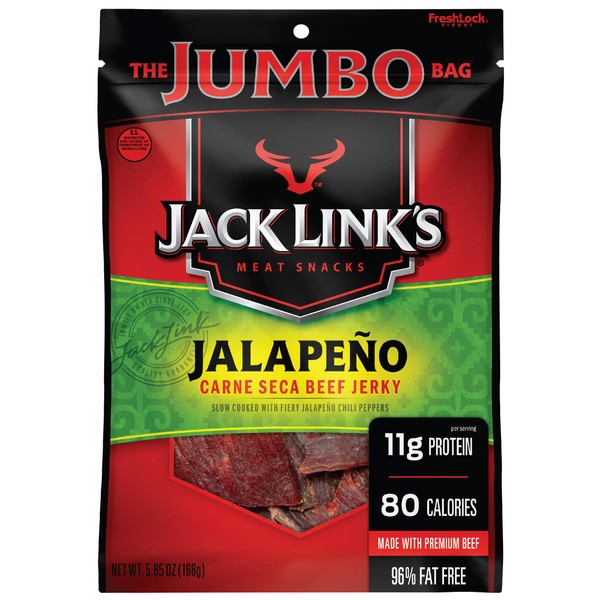 Jack Links Beef Jerky Jalapeno Carne Seca Flavorful Meat Snack, Jalapeño, 5.85 Oz