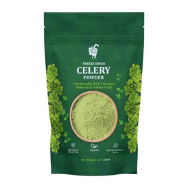 FzyEzy Freeze-Dried Celery Powder – 100% Natural, Non-GMO, Vegan, Gluten-Free Superfood | Rich in Fiber & Antioxidants | Detox & Digestion Support | No Additives | 227g