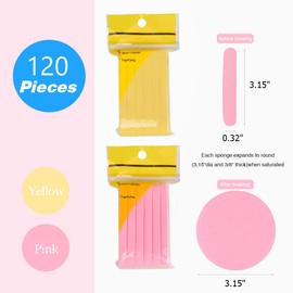 Facial Sponge Compressed,120 Count PVA Professional Makeup Removal Round Face Wash Sponges Spa Pads Exfoliating Cleansing for Women,Yellow,Pink