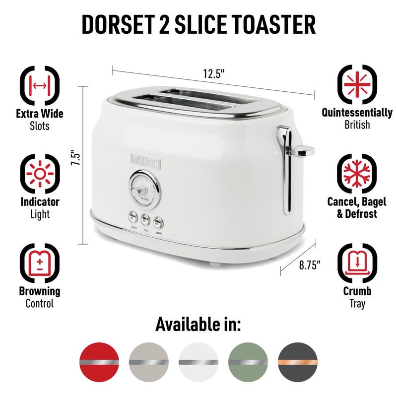 Haden Dorset 2 Slice Extra Wide Slot Toaster with Cool