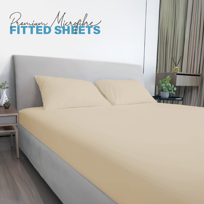 ACRALI HOME Double Fitted Sheet 40cm/16in Deep Fitted Sheets Double