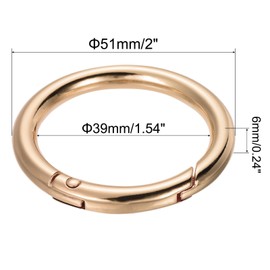 PATIKIL 51x39x6mm Spring Gate O Rings, 5 Pack Round Snap Clip Zinc Alloy for Keyrings Buckle, Light Gold