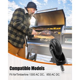 3 Inch Swivel Caster Wheel Replace HDW302 Fit for Traeger Pellet Grills Timberline 850 1300 Ironwood 650 885 XL Texas Elite 34 Pro 780 Pro Series 34, Rubber Heavy-Duty Grill Wheel